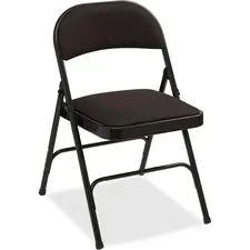 Lorell LLR 62532 — Lorell Padded Seat Folding Chairs - Black Fabric Seat - Black Fabric Back - Powder Coated Steel Frame - 4 / Carton
