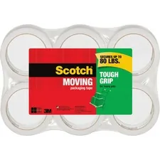 3M MMM 3500406 — Scotch Tough Grip Moving Packaging Tape - 43.70 yd Length x 1.88 Width - Fiber - 6 / Pack - Clear