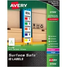 Avery Dennison AVE 61506 — Avery® Surface Safe ID Label - Removable Adhesive - Rectangle - Laser, Inkjet - White - Film - 4 / Sheet - 50 Total Sheets - 200 Total Label(s) - 5