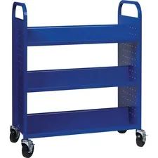 Lorell LLR 99932 — Lorell Double-sided Book Cart - 6 Shelf - Round Handle - 5 Caster Size - Steel - x 38 Width x 18 Depth x 46.3 Height - Blue - 1 Each
