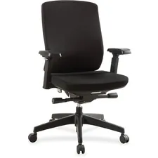 Lorell LLR 42172 — Lorell Mid-Back Chairs with Adjustable Arms - Black Fabric Seat - Black Fabric Back - Mid Back - 5-star Base - Armrest - 1 Each