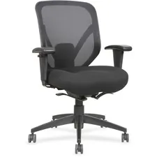Lorell LLR 20017 — Lorell Self-tilt Mid-back Chair - Fabric Seat - Fabric Back - 5-star Base - Black - 1 Each