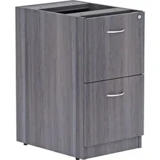 Lorell LLR 69559 — Lorell Weathered Charcoal Laminate Desking Pedestal - 2-Drawer - 16 x 22 x 28.3 - 2 x File Drawer(s) - Material: Metal Pull, Polyvinyl Chloride (PVC) Edge - Finish: Laminate, Weathered Charcoal, Silver Brush Pull