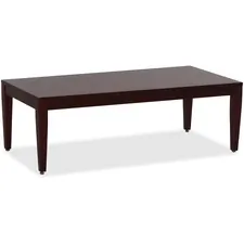 Lorell LLR 59544 — Lorell Mahogany Finish Solid Wood Coffee Table - Rectangle Top - Four Leg Base - 4 Legs - 47.50 Table Top Length x 23.60 Table Top Width x 42.50 Table Top Depth - 15.75 Height x 23.63 Width x 47.25 Depth - Assembly Required