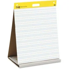 3M MMM 563PRL — Post-it® Tabletop Easel Pad with Primary Lines - 20 Sheets - Stapled - Primary Blue Margin - 18.50 lb Basis Weight - 20 x 23 - White Paper - Self-stick, Built-in Stand, Foldable, Bleed Resistant, Repositionable, Refillable, Dry Erase Surface, Self-adhesive, Resist Bleed-through, Cardboard Back - 1 / Pad