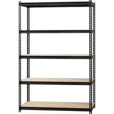 Lorell LLR 59699 — Lorell 2,300 lb Capacity Riveted Steel Shelving - 72 Height x 48 Width x 24 Depth - 30% - Black - Steel, Particleboard - 1 Each