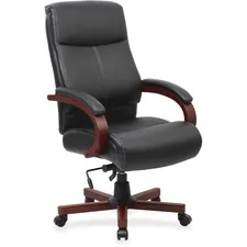 Lorell LLR 69532 — Lorell Executive Chair - High Back - Black, Mahogany - 1 Each