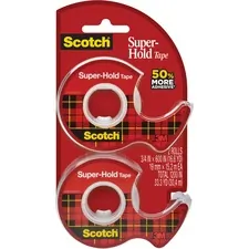 3M MMM 198DM2 — Scotch Super-Hold Tape - 16.67 yd Length x 0.75 Width - Dispenser Included - 2 / Pack - Translucent