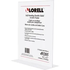 Lorell LLR 49205 — Lorell Double-sided Acrylic Frame - 1 Each - 8.50 Holding Width x 11 Holding Height - Rectangular Shape - Acrylic - Clear