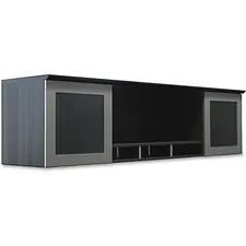 SAFCO PRODUCTS MLN MNH72LGS — Mayline Medina Hutch - 72 x 15 x 18.3 x 1 - Drawer(s)2 Door(s) - Beveled Edge - Material: Polyvinyl Chloride (PVC) Edge, Frosted Glass Door - Finish: Gray Steel Laminate