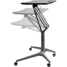 Lorell LLR 84838 — Lorell Black Laminate Top Mobile Laptop Caddy - Black Rectangle Top - Powder Coated Base - 28.25 Table Top Width x 18.75 Table Top Depth - 41 Height - Assembly Required