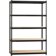 Lorell LLR 59698 — Lorell 2,300 lb Capacity Riveted Steel Shelving - 72 Height x 48 Width x 18 Depth - 30% - Black - Steel, Particleboard - 1 Each