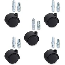 Lorell LLR 33446 — Lorell Premium Dual Soft Wheel Casters Set - 1.97 Diameter - Nylon, Metal - Black - 5 / Set