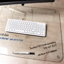 FLOORTEX FLR FCDE1924G — Desktex Glaciermat Glass Desk Pad - 24 Width x 19 Depth - Clear