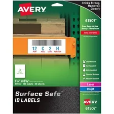 Avery Dennison AVE 61507 — Avery® Surface Safe ID Label - Removable Adhesive - Rectangle - Laser, Inkjet - White - Film - 3 / Sheet - 50 Total Sheets - 150 Total Label(s) - 5