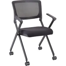 Lorell LLR 41845 — Lorell Plastic Arms Mesh Back Nesting Chair - Black Fabric Seat - Metal Frame - 2 / Carton