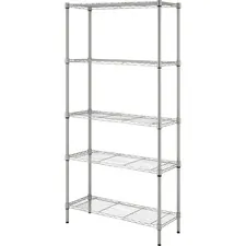 Lorell LLR 70062 — Lorell Light-Duty Wire Shelving - 5 Tier(s) - 72 Height x 36 Width x 14 Depth - Floor - Silver - Plastic, Metal, Steel - 1 Each