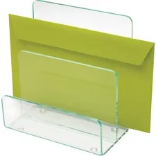 Lorell LLR 80659 — Lorell Acrylic Mini File Sorter - Desktop - Durable, Lightweight, Non-skid - Clear, Green - Acrylic - 1 Each
