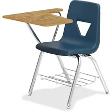 Lorell LLR 99915 — Lorell Tablet Arm Study Top Student Combo Desks - Tubular Steel Frame - Four-legged Base - Navy - Polypropylene - Armrest - 2 / Carton