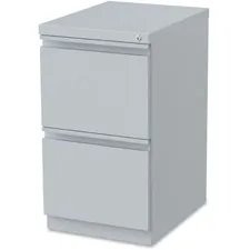 Lorell LLR 79136 — Lorell Mobile Box/Box/File Pedestal File - 15 x 19.9 x 27.8 - 2 x Drawer(s) for File - Letter - Ball-bearing Suspension, Drawer Extension, Durable, Recessed Drawer - Platinum - Steel - Recycled