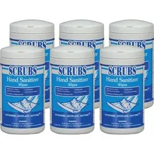 ITW PRO BRANDS ITW 90985CT — SCRUBS Hand Sanitizer Wipes - Blue, White - Abrasive, Non-scratching, Textured - For Hand - 85 Per Canister - 6 / Carton