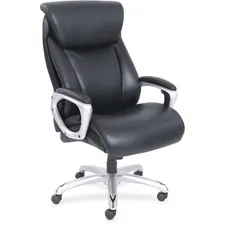 Lorell LLR 48845 — Lorell Big & Tall Chair with Flexible Air Technology - Black Bonded Leather Seat - Black Bonded Leather Back - 5-star Base - Armrest - 1 Each