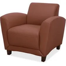 Lorell LLR 68948 — Lorell Club Chair - Four-legged Base - Tan - Bonded Leather - Armrest - 1 Each