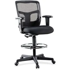 Lorell LLR 86801 — Lorell Ratchet Back Mesh Mid-Back Stool - Black Fabric Seat - Black Back - 5-star Base - Black - 1 Each