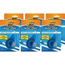 BIC BIC WOTAPP11BX — Wite-Out EZ Correct Correction Tape - 0.20 Width x 39.40 ft Length - 1 Line(s) - White Tape - Tear Resistant, Photo-safe, Odorless - 6 / Box - White