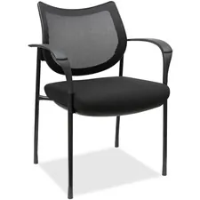 Lorell LLR 60511 — Lorell Mesh Back Guest Chair - Fabric Seat - Plastic Frame - Black - Armrest - 1 Each