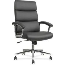 Lorell LLR 20018 — Lorell Leather High-back Chair - Black Bonded Leather Seat - Black Back - Leather - 1 Each
