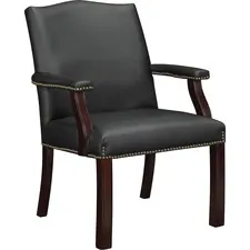 Lorell LLR 68252 — Lorell Bonded Leather Guest Chair - Black Bonded Leather Seat - Black Bonded Leather Back - Four-legged Base - Black - 1 Each