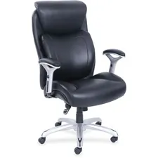 Lorell LLR 48843 — Lorell Big & Tall Chair with Flexible Air Technology - Black Bonded Leather Seat - Black Bonded Leather Back - 5-star Base - Armrest - 1 Each