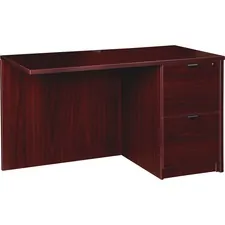 Lorell LLR PR2442RMY — Lorell Prominence 2.0 Mahogany Laminate Right Return - 2-Drawer - 42 x 24 x 29 , 1 Top - 2 x File Drawer(s) - Band Edge - Material: Particleboard - Finish: Mahogany Laminate, Thermofused Melamine (TFM)