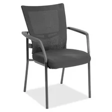 Lorell LLR 85566 — Lorell Mesh Back Guest Chair - Black Fabric Seat - Nylon Back - Powder Coated Frame - Four-legged Base - Black, Gray - Armrest - 1 Each