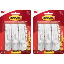 3M MMM 170016ESBG — Command Strip Adhesive Hooks - 3 lb (1.36 kg) Capacity - for Paint, Wood, Tile - White - 12 / Bag