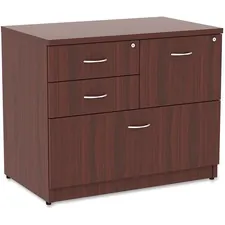 Lorell LLR 69541 — Lorell Essentials Lateral File - 4-Drawer - 1 Side Panel, 0.1 Edge, 35.5 x 22 x 29.5Lateral File - 4 x Box Drawer(s), File Drawer(s) - Material: Polyvinyl Chloride (PVC) Edge, Steel Ball Bearing - Finish: Mahogany Laminate Top