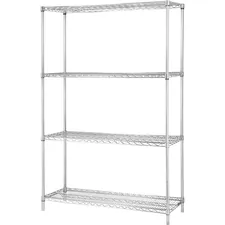 Lorell LLR 84187 — Lorell Industrial Chrome Wire Shelving Starter Kit - 36 Width x 18 Depth - Steel - Chrome