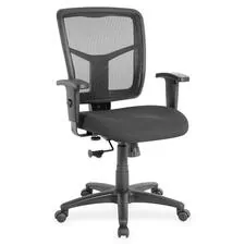 Lorell LLR 86209 — Lorell Managerial Mesh Mid-back Chair - Black Fabric Seat - Black Back - Black Frame - 5-star Base - Black - 1 Each