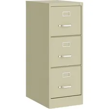 Lorell LLR 42296 — Lorell Commercial-Grade Putty Vertical File - 15 x 22 x 52 - 3 x Drawer(s) for File - Letter - Vertical - Ball-bearing Suspension, Removable Lock, Pull Handle, Wire Management - Brown - Steel, Aluminum - Recycled