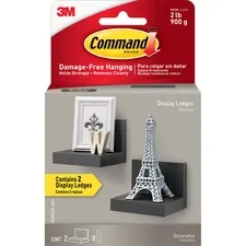 3M MMM HOM23S2ES — Command Display Ledges - 4 Width x 3.5 Depth x 3 Height - 2 / Pack - Slate - Plastic