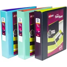 Avery Dennison AVE 17236 — Avery® Ring Binder - 2 Binder Capacity - Letter - 8 1/2 x 11 Sheet Size - 530 Sheet Capacity - Slant Ring Fastener(s) - 4 Pocket(s) - Polypropylene - Aqua, Violet, Mint, Coral, White, Black - Recycled - Pocket, Durable, Tear Resistant, Split Resistant - 6 / Pack