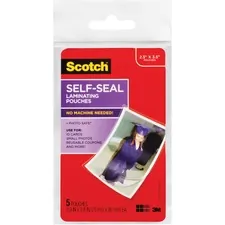 3M MMM PL903G — Scotch Self-sealing Photo Laminating Sheets - Laminating Pouch/Sheet Size: 2.50" Width x 3.50" Length x 9.50 mil Thickness - Thick Gloss - for Photo, Document, Lists, Card, Coupon, Punch Card - Acid-free, Photo-safe, Double Sided, Self-sealing - Clear - 5 / Pack