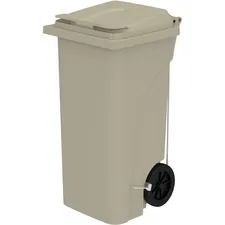 SAFCO PRODUCTS SAF 9926TN — Safco 32 Gallon Plastic Step-On Receptacle - 32 gal Capacity - Foot Pedal, Lightweight, Easy to Clean, Handle, Wheels, Mobility - 37 Height x 21.3 Width x 20 Depth - Plastic - Tan - 1 Carton