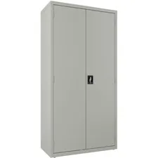 Lorell LLR 03089 — Lorell Steel Wardrobe Storage Cabinet - 36 x 18 x 72 - 2 x Shelf(ves) - Durable, Welded, Recessed Handle, Removable Lock, Locking System, Adjustable Shelf - Light Gray - Steel - Recycled