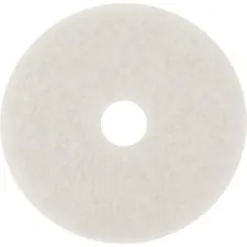 3M MMM 20313 — 3M White Super Polish Pads - 5/Carton - Round x 27 Diameter x 1 Thickness - Polishing, Buffing, Scrubbing, Cleaning - Wood Floor - 175 rpm to 600 rpm Speed Supported - Scuff Mark Remover, Heel Mark Remover, Textured, Adhesive, Washable, Reusable - Polyester Fiber - White