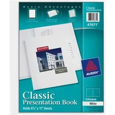 Avery Dennison AVE 47671 — Avery® White Presentation Book - Letter - 8 1/2 x 11 Sheet Size - 24 Sheet Capacity - Internal Pocket(s) - Polypropylene - White - Non-stick, Spill-free, Durable - 2 Each
