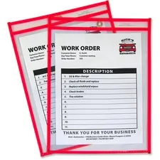 C-LINE CLI 43914 — C-Line Neon Shop Ticket Holders, Stitched - Red, Both Sides Clear, 9 x 12 , 1 Each/Box, 43914