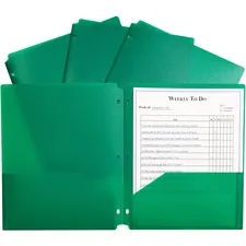 C-LINE CLI 33933 — C-Line 2-pocket Heavyweight Poly Portfolio Pocket - 11.4 Length - 100 mil Thickness - For Letter 8 1/2 x 11 Sheet - 3 x Holes - Ring Binder - Rectangular - Green - Polypropylene - 25 / Box