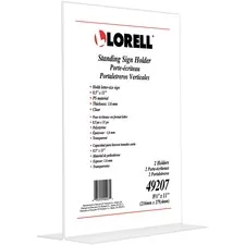 Lorell LLR 49207 — Lorell T-base Standing Sign Holder - Support 8.50 x 11 Media - Acrylic - 2 / Pack - Clear
